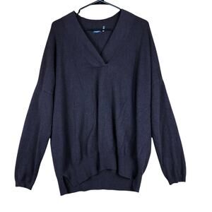 Magaschoni Womens Sweater Purple Pullover V Neck 100% Cashmere Oversized M/L